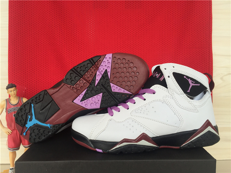 2015 Women Nike Air Jordan 7 GS Fuchsia Glow White Purple Black Shoes - Click Image to Close